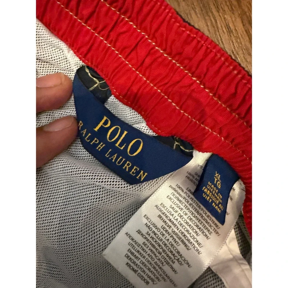 Polo Ralph Lauren Mens Navy Blue Swim Trunks Cargo Pocket XL Red Pony Logo